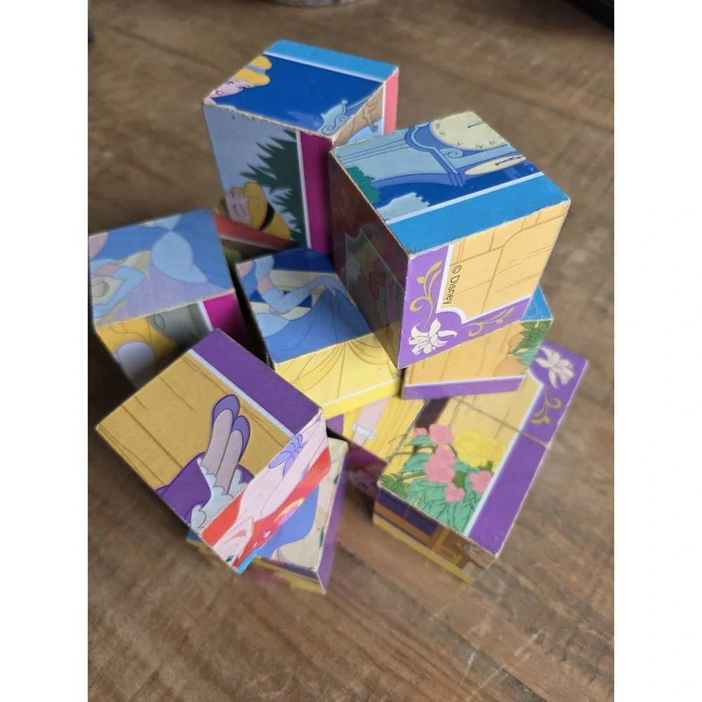Melissa & Doug Disney Princess Wooden Cube Puzzle NO Storage Tray 16 Pieces